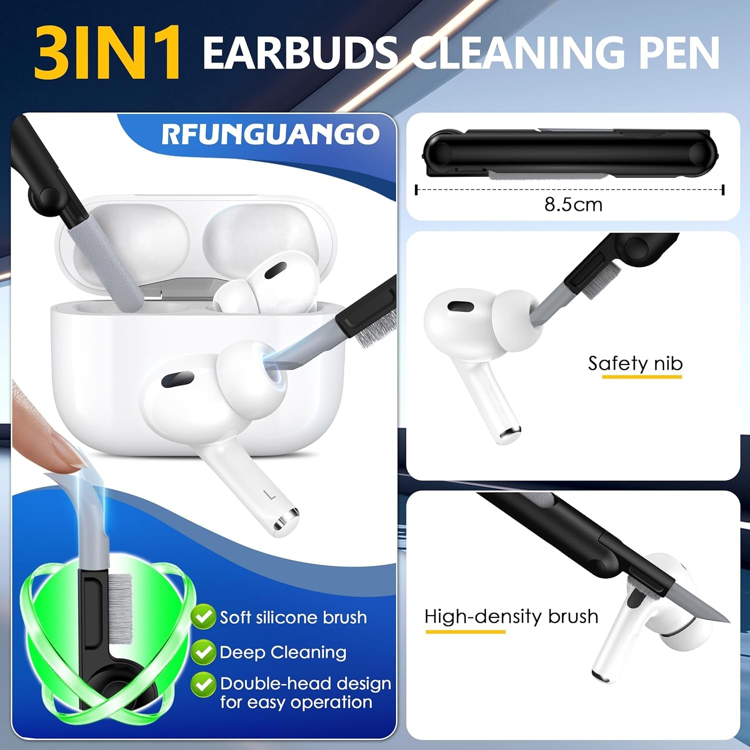 for Airpods Pro 2Nd Gen Protective Case with Cleaning Kit, Military Hard Case with Lock for Airpod Gen 2 Charging Case 2023, 2022, Black
