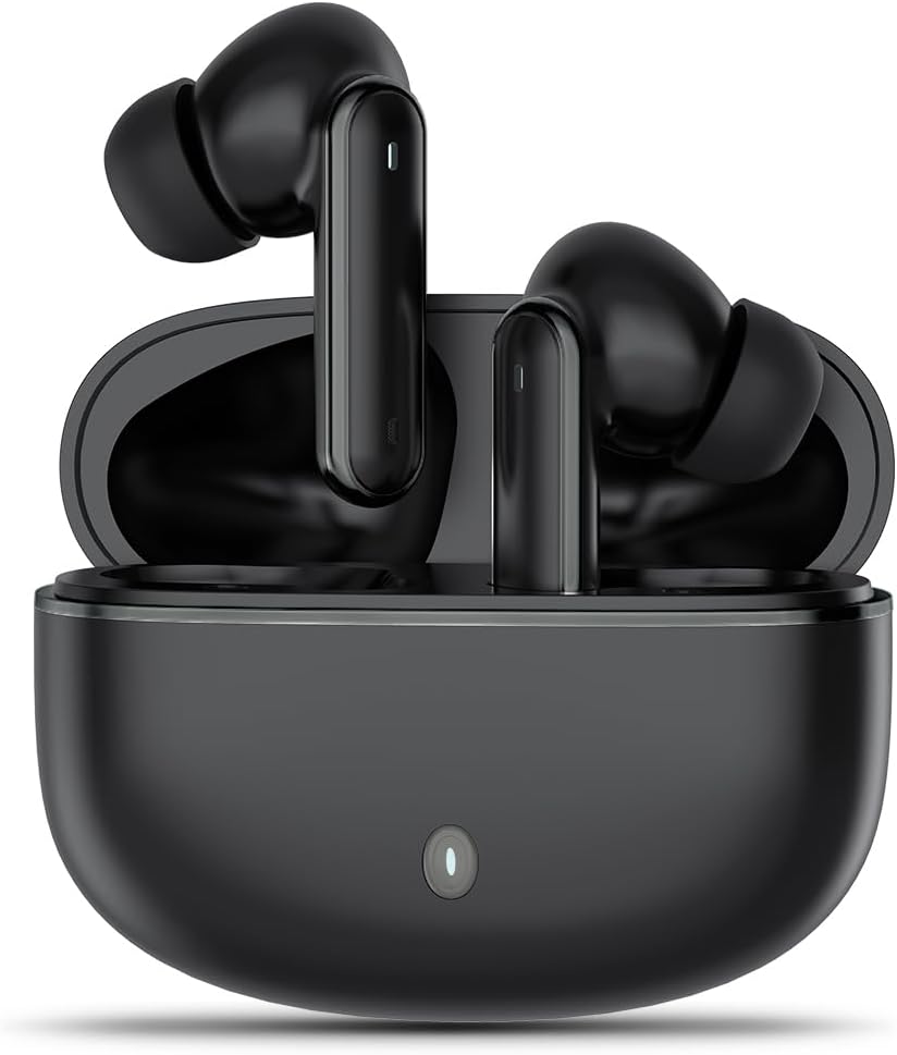 Wireless Earbuds, Bluetooth 5.4 Headphones with 4 ENC Noise Cancelling Microphone, Wireless In-Ear Headphones with Hifi Stereo Deep Bass, Bluetooth Earphones 30H Playtime, Touch Control, USB-C (Black)
