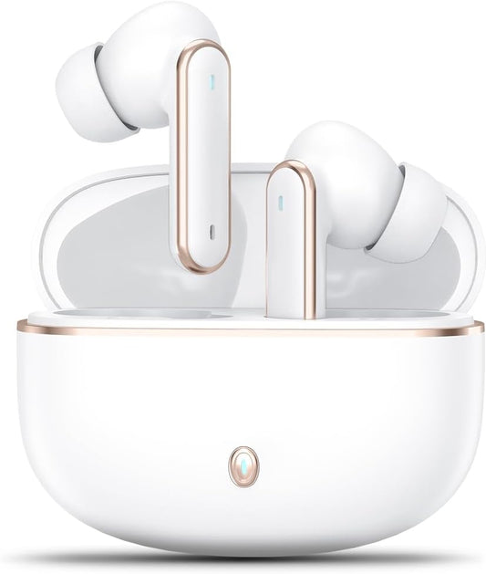 Wireless Earbuds, Bluetooth 5.4 Headphones with 4 ENC Noise Cancelling Microphone, Wireless In-Ear Headphones with Hifi Stereo Deep Bass, Bluetooth Earphones 30H Playtime, Touch Control, USB-C (White)