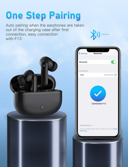 Wireless Earbuds, Bluetooth 5.4 Headphones with 4 ENC Noise Cancelling Microphone, Wireless In-Ear Headphones with Hifi Stereo Deep Bass, Bluetooth Earphones 30H Playtime, Touch Control, USB-C (Black)