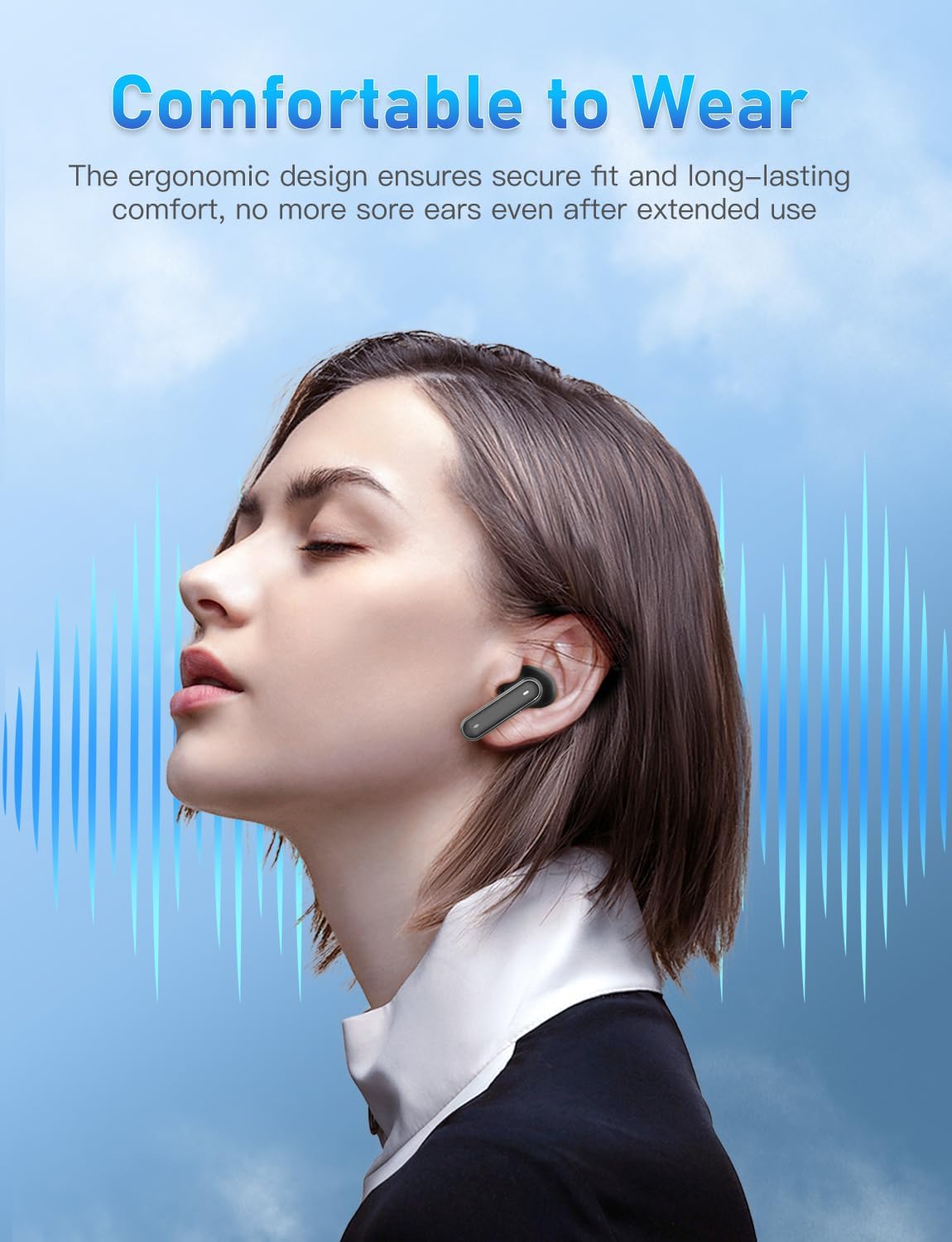 Wireless Earbuds, Bluetooth 5.4 Headphones with 4 ENC Noise Cancelling Microphone, Wireless In-Ear Headphones with Hifi Stereo Deep Bass, Bluetooth Earphones 30H Playtime, Touch Control, USB-C (Black)