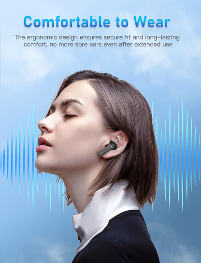 Wireless Earbuds, Bluetooth 5.4 Headphones with 4 ENC Noise Cancelling Microphone, Wireless In-Ear Headphones with Hifi Stereo Deep Bass, Bluetooth Earphones 30H Playtime, Touch Control, USB-C (Black)