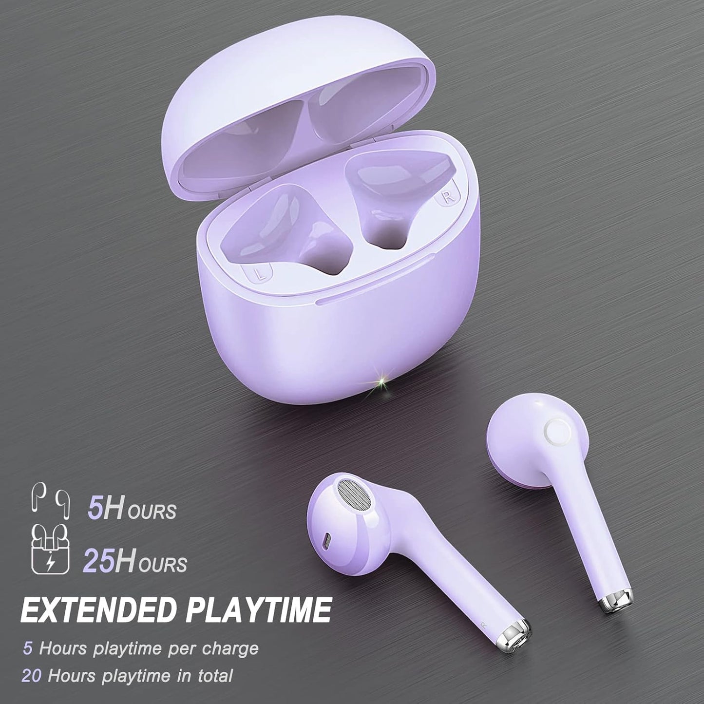 Wireless Earbuds, Bluetooh Earbuds, Deep Bass Light Weight Mini Wireless Headphones for Running/Fitness, 25Hrs Playtime, Built-In Microphone, Touch Control, IPX5 Waterproof