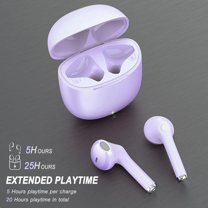 Wireless Earbuds, Bluetooh Earbuds, Deep Bass Light Weight Mini Wireless Headphones for Running/Fitness, 25Hrs Playtime, Built-In Microphone, Touch Control, IPX5 Waterproof