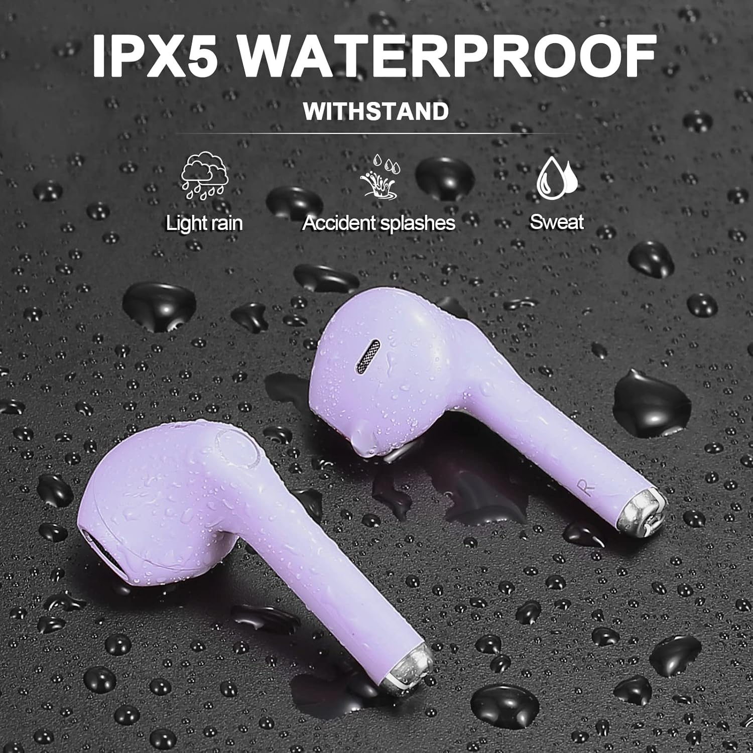 Wireless Earbuds, Bluetooh Earbuds, Deep Bass Light Weight Mini Wireless Headphones for Running/Fitness, 25Hrs Playtime, Built-In Microphone, Touch Control, IPX5 Waterproof