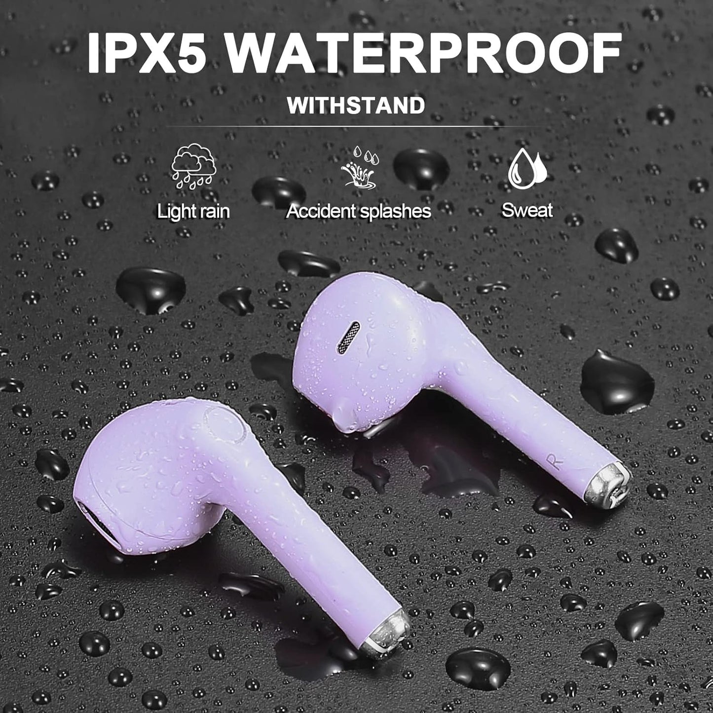 Wireless Earbuds, Bluetooh Earbuds, Deep Bass Light Weight Mini Wireless Headphones for Running/Fitness, 25Hrs Playtime, Built-In Microphone, Touch Control, IPX5 Waterproof