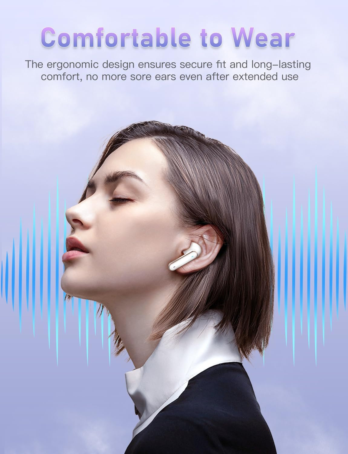 Wireless Earbuds, Bluetooth 5.4 Headphones with 4 ENC Noise Cancelling Microphone, Wireless In-Ear Headphones with Hifi Stereo Deep Bass, Bluetooth Earphones 30H Playtime, Touch Control, USB-C (White)